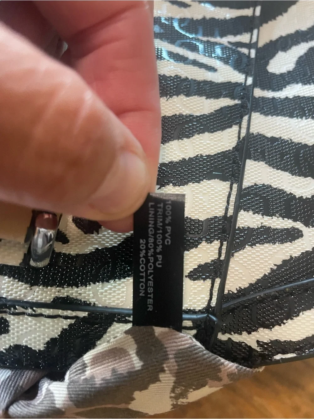 GUESS Zebra-Print Tote with Flower Charm Bag Purse Stylish